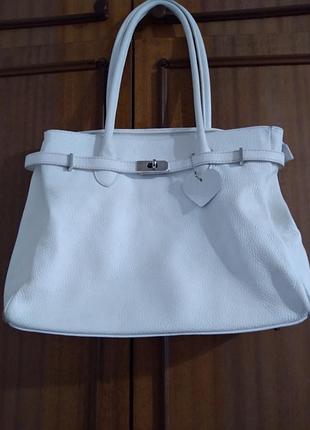 Сумка біла шкіряна borse in pelle, (д×ш×дно 29×35×10см.), італія.