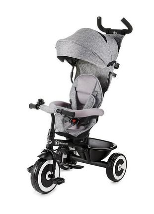 Триколісний велосипед kinderkraft aston grey з батьківською ручкою