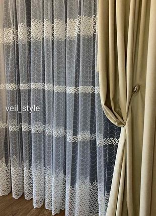 Тюль сетка фатин цвета крем