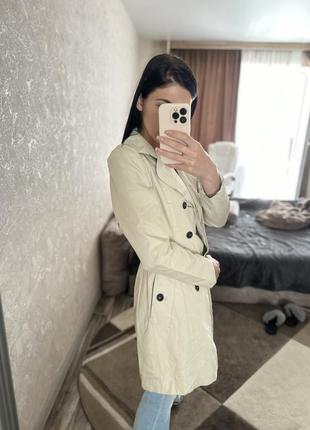 Тренч женский zara бежевый/ тренч бежевый / пальто женское бежевое8 фото