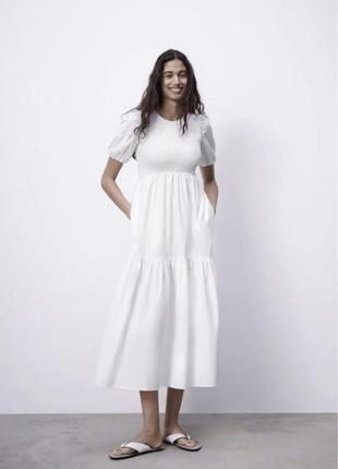 Платье платье zara длинное макси простое хлопковое