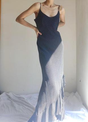 Плаття сукня вінтаж горошок віскоза максі вечірня