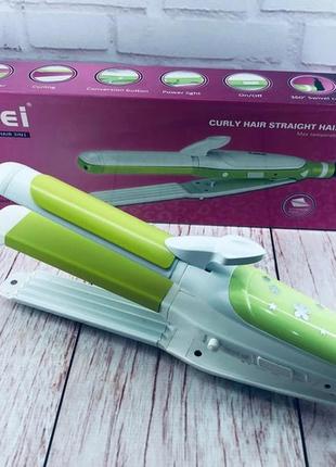 Плойка для волосся kemei jb-km 2208 (прасочка, щипці, гофре, випрямляч)