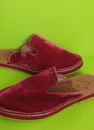 Велюрові бордові винні шльопанці мюлі popa, 37