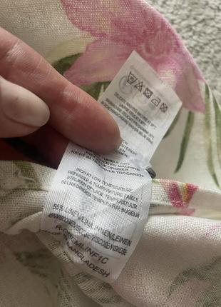 Фірмова льняна сукня-сорочка з квітковим принтом льон віскоза10 фото