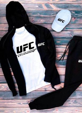 Худі зіпер + футболка + спортивні штани + кепка спортивний костюм високої якості весна з ufc принтом