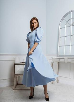 Сукня блакитна святкова міді пишна спідниця сонце ☀️ спинка на гудзиках 🦪 преміум якість