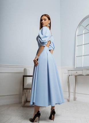Сукня блакитна святкова міді пишна спідниця сонце ☀️ спинка на гудзиках 🦪 преміум якість