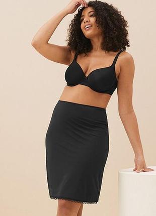 Черная нижняя нижняя юбка подюбник комбинация из микрофибры marks & spencer