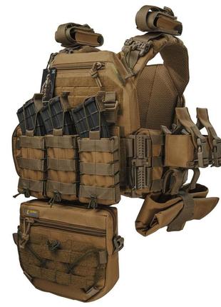 Плитоноска улучшенная warmor gen.3 pro max койот с быстрым сбросом мультикам с подсумками, сумка сброса, н