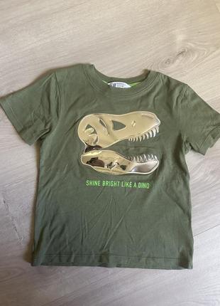 Дитяча бавовняна футболка h&m 98/104 р динозавр 🦖