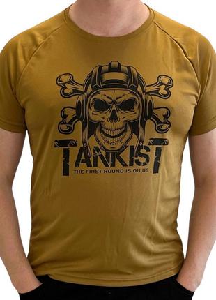 Військова тактична футболка coolmax койот із принтом tankist якісна армійська футболка вологовідведення