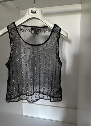 Шикарна блузка сітка вишита бісером