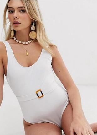Белый купальник с поясом brave soul  ✅s