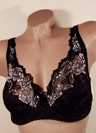 Кружевной бюстгальтер черный с белым safena, чашка d