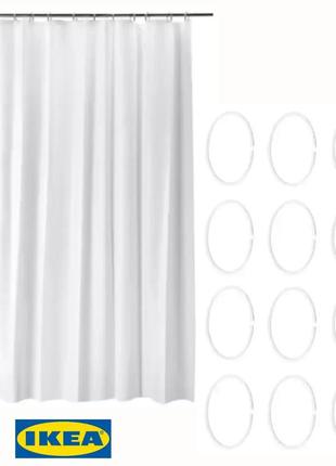 Ikea bjärsen завіса для душу 180х200см + кільця 12шт. 604.437.02