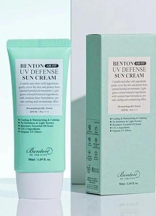 Сонцезахисний крем з центелою benton air fit uv defense sun, 50 мл