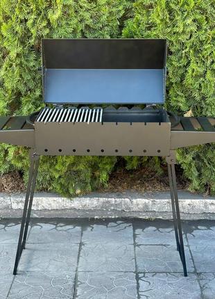 Розкладний мангал-барбекю на 9 шампурів 3мм топ