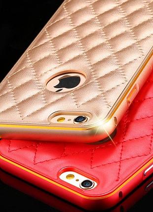 Металевий бампер для iphone 6 plus зі шкіряною панеллю 4