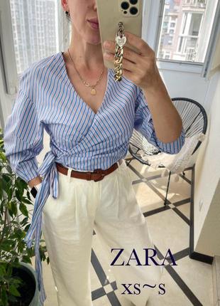 Zara голубая рубашка на запах