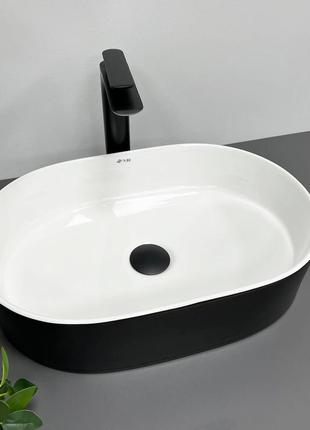 Умивальник накладний vbi verona 500x340x120 мм овальний чорний vbi-011309