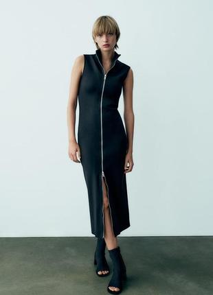 Черное платье zara на молнии xs, новое