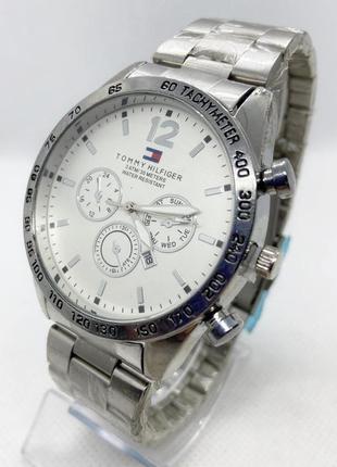 Часы наручные мужские, серебристые с белым циферблатом ( код: ibw792so )