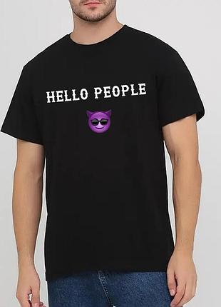Футболка hello people, оверсайз, футболка купить черная от хс до 17 хл