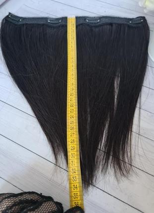 Система замещения 2в одном затылочная тресса и накладка на макушку топпер 100%...