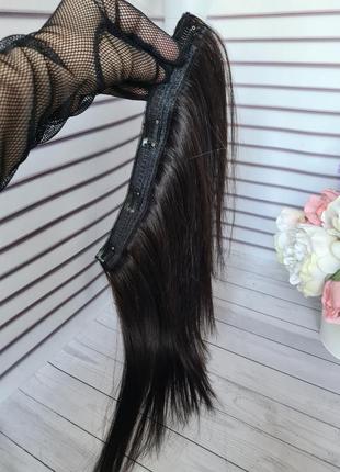 Система замещения 2в одном затылочная тресса и накладка на макушку топпер 100%...