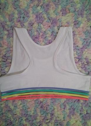 Белый коттоновый топ tu на девочку 7-8 лет / короткий топик с цветной резинкой