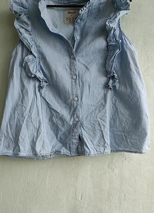 Джинсова сорочка без рукавів із рюшами, denim co