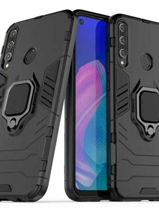 Чохол ring case для huawei p40 lite e броньований бампер з кільцем чорний