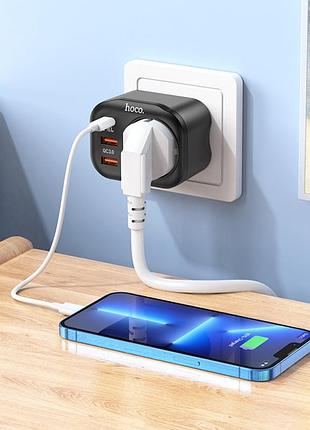 Багатофункціональна мережева розетка, мережевий фільтр hoco ns3 2usb+type-c pd20w швидкий заряд