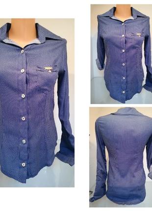 Женская тонкая рубашка в мелкий горошек длиный рукав батист размеры норма