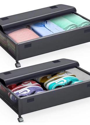Органайзер підліжковий з колесами, ящик для зберігання речей. металевий контейнер для зберігання під ліжком