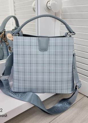 Жіноча стильна та якісна сумка з еко шкіри блакитна7 фото