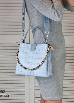 Жіноча стильна та якісна сумка з еко шкіри блакитна2 фото