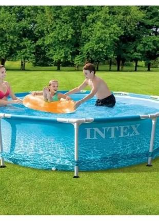 Бассейн круглый каркасный intex 28200 metal frame pool размер 305*76 см 4485л