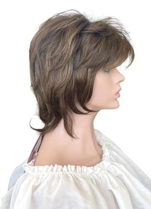 Парик темно-русый с мелированием короткий короткая стрижка женский для женщин 1943а-rm73