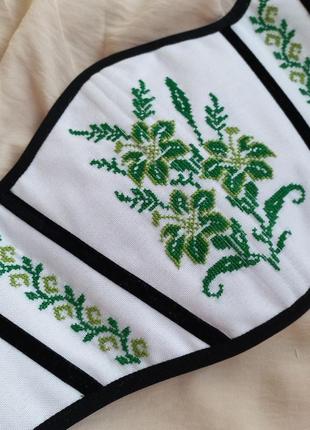 Подгрудный корсет с ручной вышивкой крестиком (индивидуальный пошив)6 фото