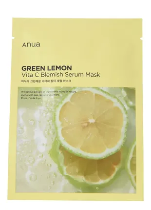 Оригинал anua green lemon vita c blemish serum mask - одноразовая маска с вит с и экстрактом лимона