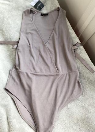Боди в рубчик на завязках от topshop