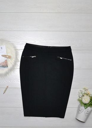 Красива чорна юбка карандаш з замочками m&s collection.1 фото