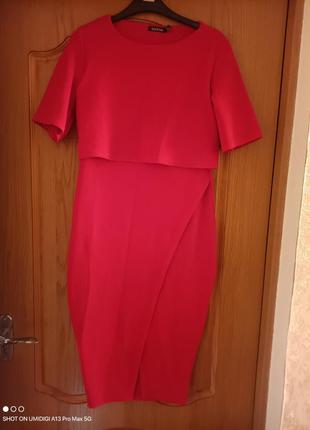 Шикарное красное платье boohoo p.12