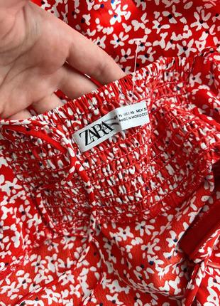 Сукня червона у квітковий принт zara8 фото