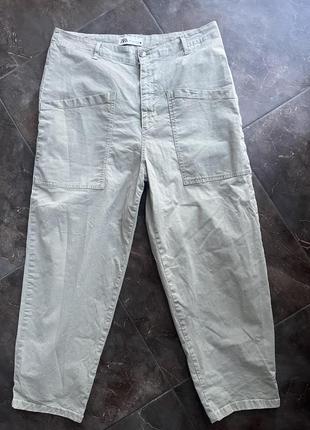 Карго широкі вкорочені штани брюки чіноси zara cargo chinos