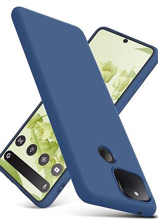 Силіконовий чохол для google pixel 5 темно-синій з мікрофіброю soft touch