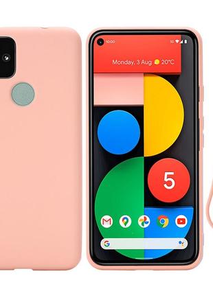 Силіконовий чохол для google pixel 4a 5g рожевий з мікрофіброю soft touch
