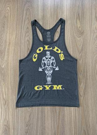 Чоловіча бавовняна майка з принтом для бодибілдингу gold's gym